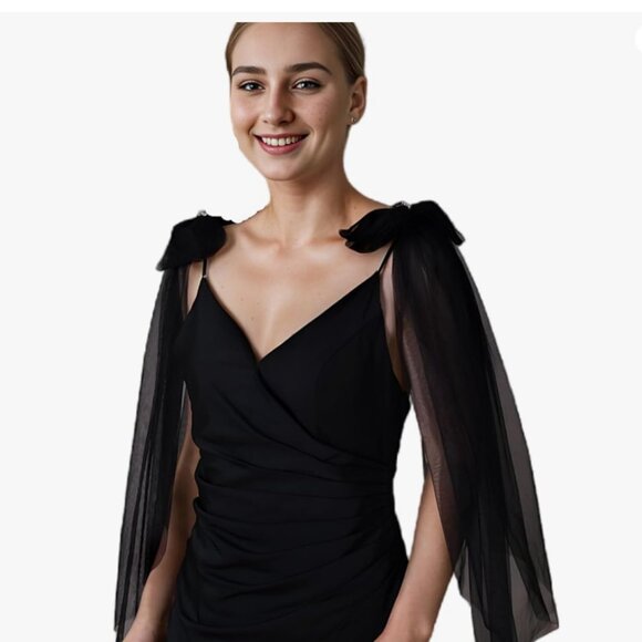 Bow Tulle Double Shoulder Shawl